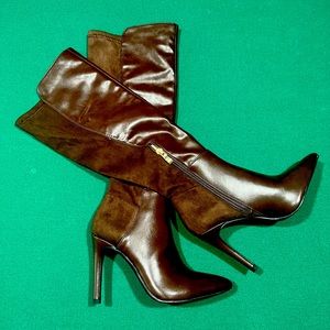 ZBY Size 5 Brown Stiletto Pointed Chocolate Brown Boots
